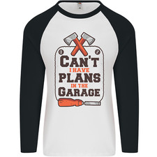Plans In the Garage Carpentry DIY Tradesman Mens L/S Baseball T-Shirt