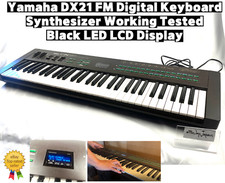 Yamaha DX21 FM Digital Keyboard Synthesizer Tested Black LED Display DX-21