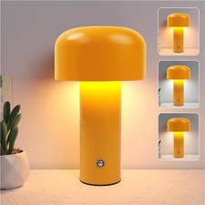 Mushroom LED Desk Lamp with 3 Colour Touch Control USB Rechargeable Matte Yellow