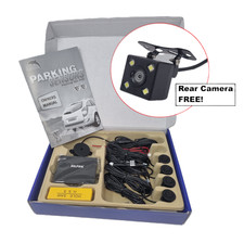 Rear Reverse Parking Sensors Audio Buzzer / Beeper, Matt Black Kit + Camera FREE