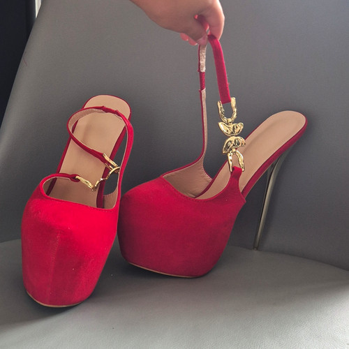 Red faux suede - faux,