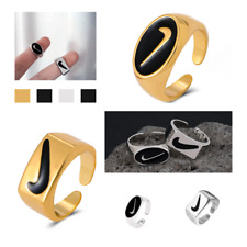 Nike Swoosh Repeat Logo Ring Square Signet Ring Oval Gold Silver Alloy Unisex