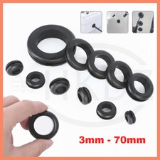 Open Wiring Grommets Rubber Black Open Grommet Cable Hole Electrical 3mm - 80mm