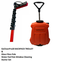 20L WINDOW CLEANING BACKPACK/TROLLEY AND GLASS FIBRE POLE SET,  WATER FED, GOC