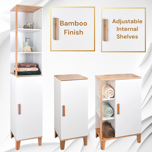 White bathroom cabinet storage - bathroom,