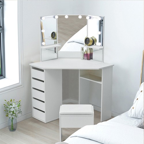 Corner dressing table with led - dressing,