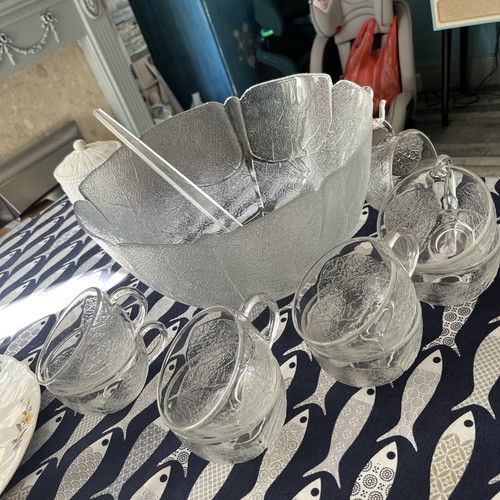 Glass punch bowl set - glass, with