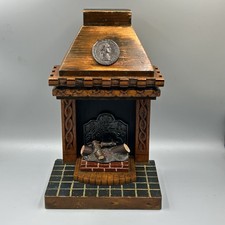 Vintage Dolls House Miniature Large Wooden Hand Made Fire Place Medieval