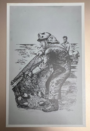 Salmon net fisherman drawing - fisherman,