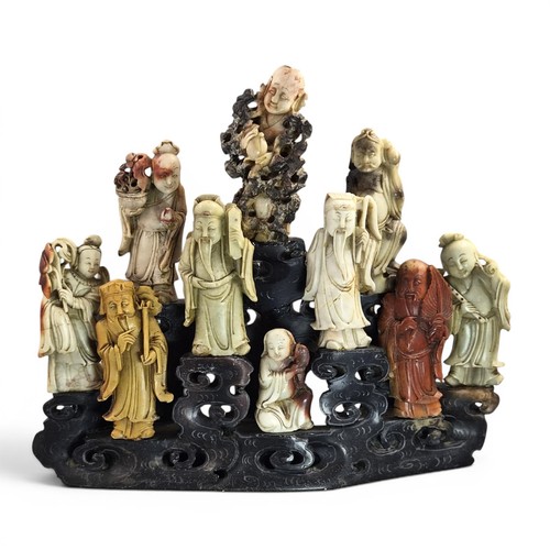 Large chinese carved soapstone - carved,