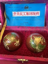 Vintage Hand Painted Chinese Chime Baoding Stress Balls - With Box