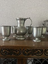 Pewter Jug And Goblets. Jug
