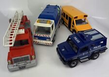 Playmobil Bundle, Fire Engine, Police Car, Bun Truck & School bus Lights Sounds