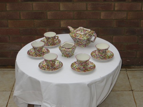 Floral vintage tea set - floral, 10