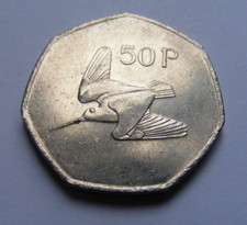 Irish 1996 Fifty Pence Coin Old Ireland 50p High Grade With Mint Luster 