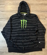 Monster Energy One Industries Men's Full Zip Hoodie XL Black/Gray Green Logo