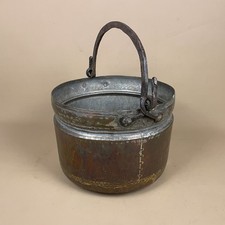 Antique Metal Copper Coal Bucket Handle Fireside Scuttle Cylinder Milk Well