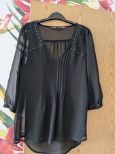 Next Size 12 Black Blouse Coverup With Studded Detailing