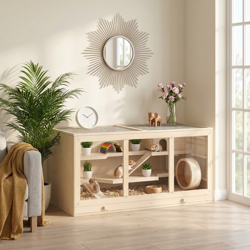Pawhut wooden hamster cage - wooden,