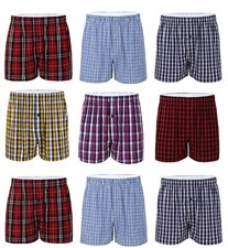 1-24 Pack 100% Cotton Mens Woven Boxer Shorts Underwear Button Fly S To 6XL