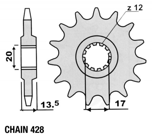 Tooth sprocket step 428 - tooth,