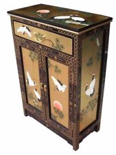 Oriental Chinese Gold Leaf Hand Painted Cabinet with Drawer