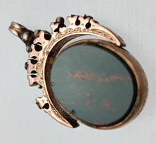 Antique Victorian 9ct Rose Gold Bloodstone & Carnelian Swivel Fob