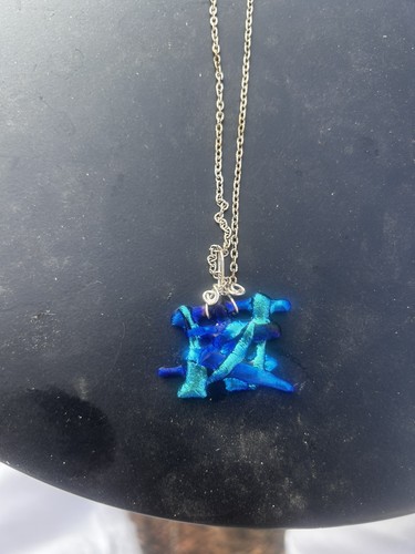 Blue dichroic glass pendant - blue,