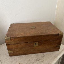 Victorian Wood Box Writing Slope Brass Detail Inside Needs Repair 13.5 X 9 Inch