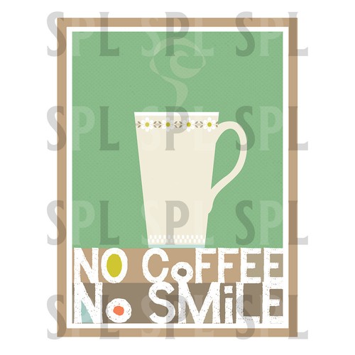 Coffee smile metal sign - no,