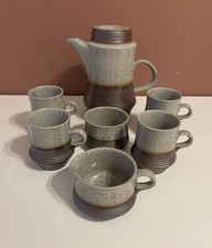 Purbeck Pottery Rustic Coffee Tea Set vintage Natural Earthy Jug Mugs Pot Boho