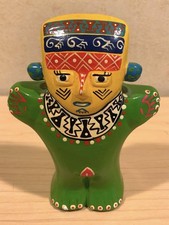 Peruvian Chancay Culture Ceramic Doll Handmade Colorful 12.5cm Used