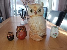 Vintage Art  Ceramic Owl Figurine/Statue Large 1970's Home Decor,+ 3 others