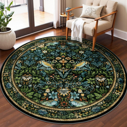 Vintage floral round rugs - vintage,