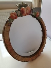 Barbola Antique Table Top Mirror 1920s-1930s. Floral Pattern.