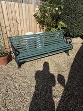 Antique 4 Seat Garden Bench With Heavy Cast Iron Ends Middle Strut & Stabilisers