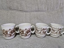 Retro Vintage 1970's Kilncraft Coffee Tea Mugs English Countryside Hunting Fish