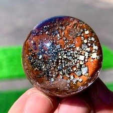 31G Natural high-quality Shiny pyrite with quartz Crystal Sphere Ball Healing