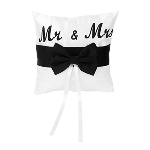 Satin ribbon bow wedding ring - ribbon,