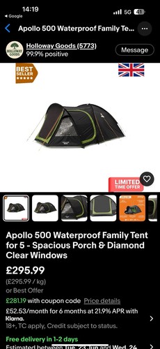 Vango apollo 500 family tent - 500,