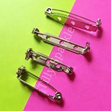 5, 20 or 50 Silver Tone Brooch Backs 25mm 30mm safety bar pin badge broach