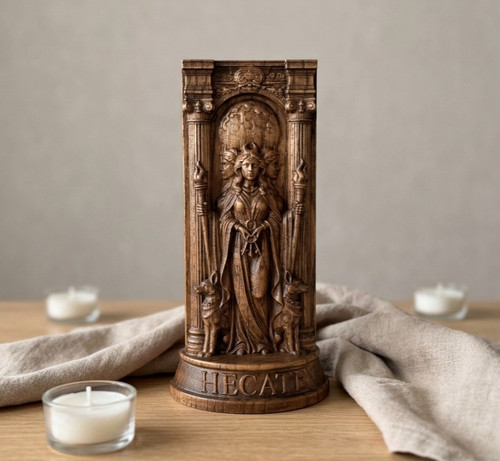 Wooden hecate statue greek - hecate,