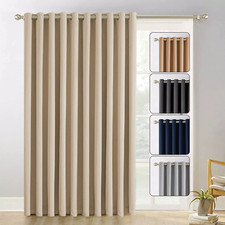 Long Thermal Blackout Door Curtains Ready Made Eyelet Ring Top Curtain Panel