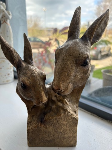 Bronze coloured hare ornaments - bronze,