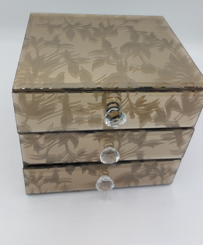 Etched floral mirrored glass - etched,