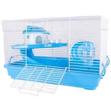 BLUE  STARTER HAMSTER CAGE + WHEEL FOOD BOWL HOUSE & WATER BOTTLE 30 X 47 X 30cm