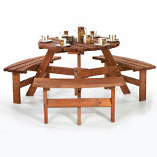Brentwood Round Picnic Table - Durable Wooden Pub Bench