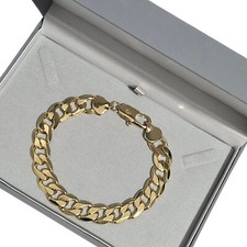 Mens 12mm Curb Bracelet 9ct Gold XP, 9inches Length, Classic Curb XXL