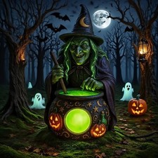 Halloween Witch Cauldron Lamp