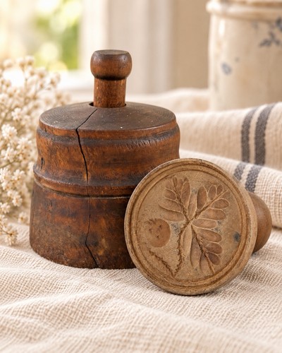 Antique wooden butter mold - antique,